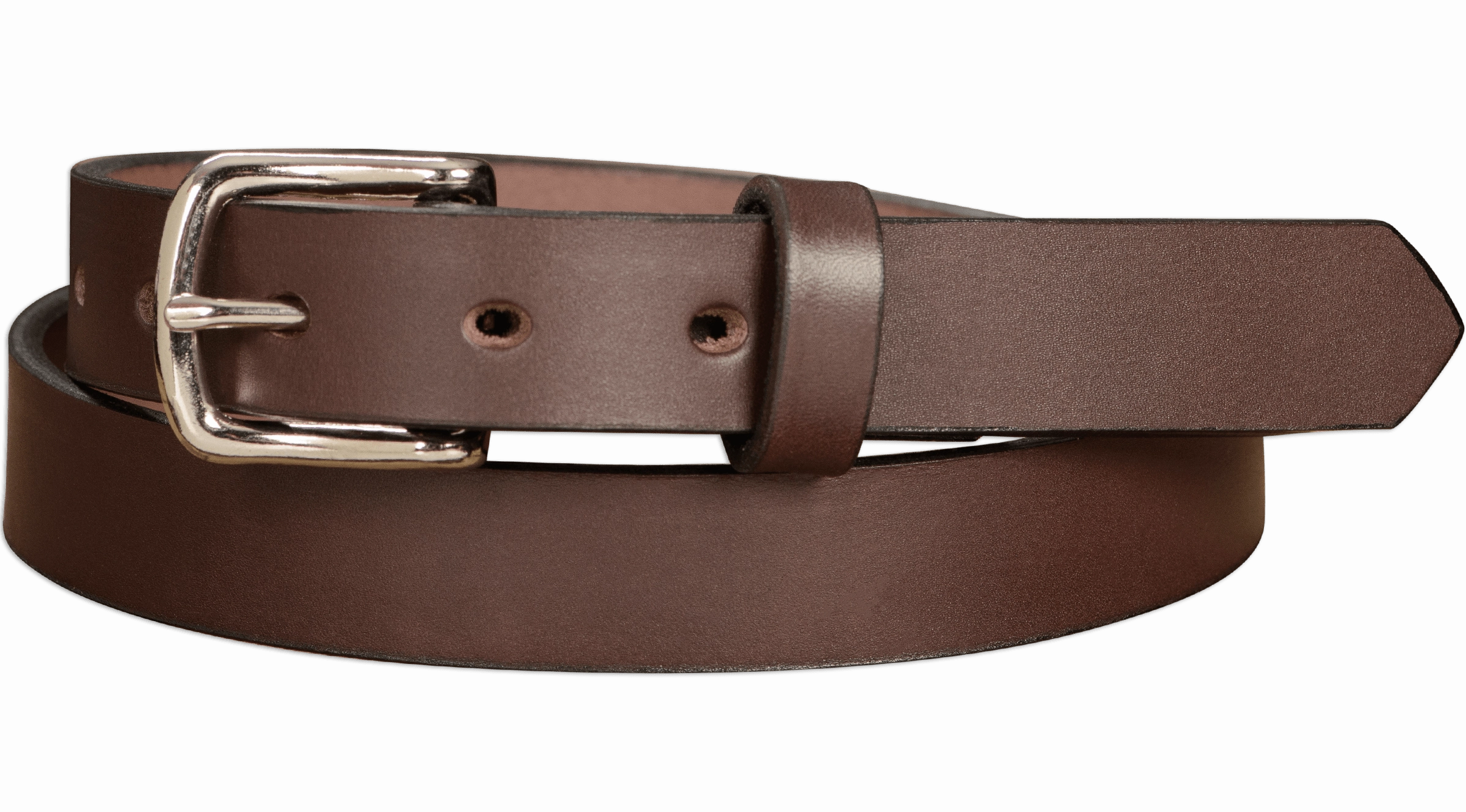 The Colt: Brown Non Stitched Leather Belt Petite Width 1.00"