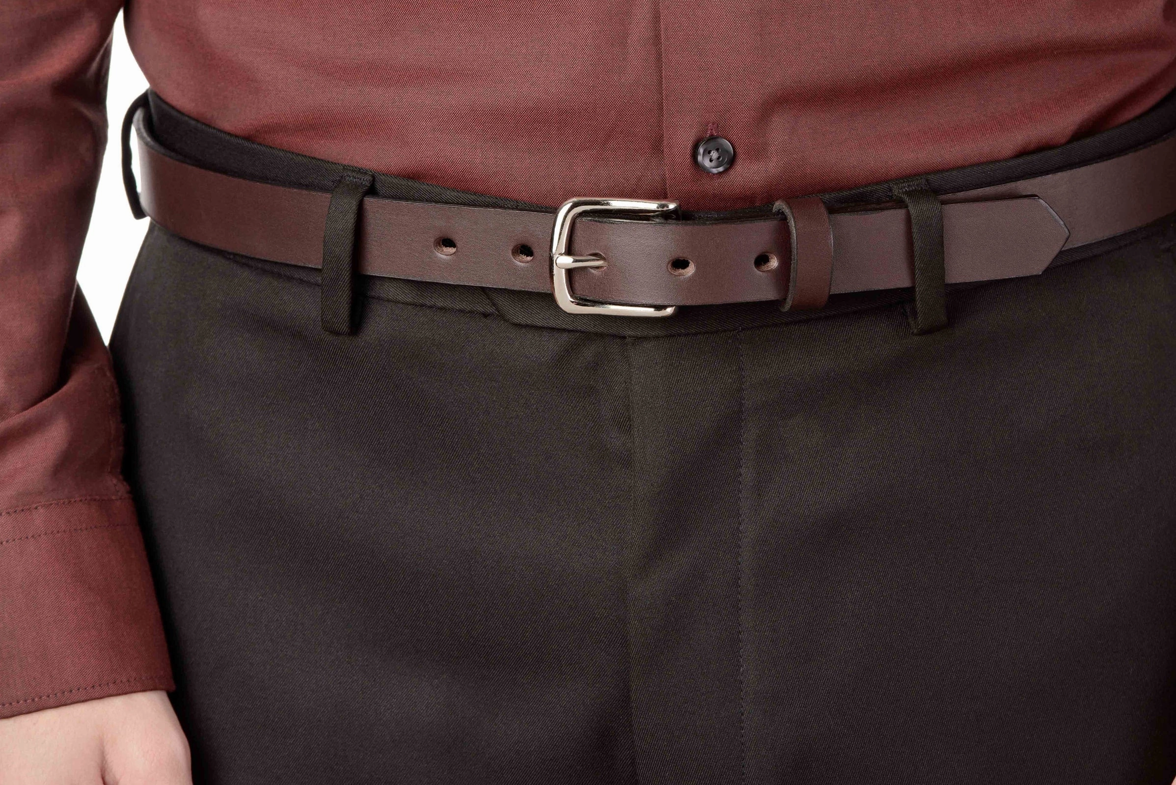 The Colt: Brown Non Stitched Leather Belt Petite Width 1.00"