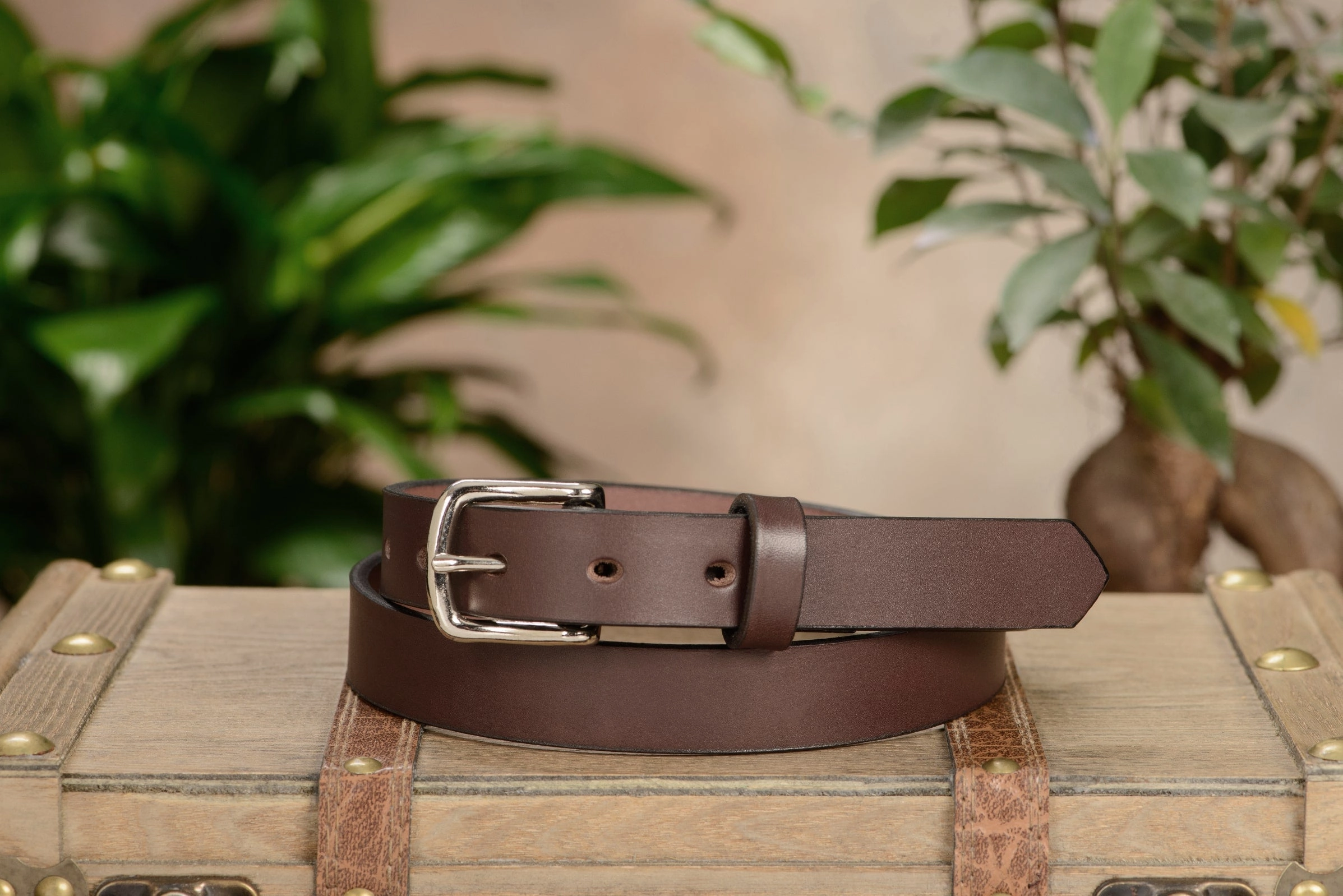 The Colt: Brown Non Stitched Leather Belt Petite Width 1.00"