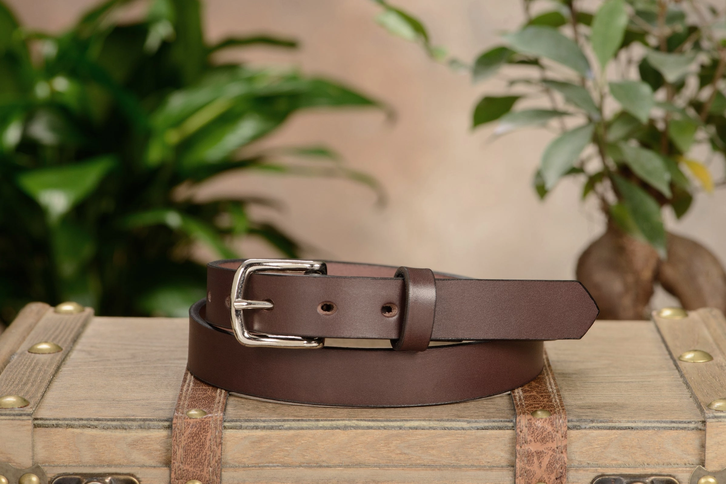 The Colt: Brown Non Stitched Leather Belt Petite Width 1.00"