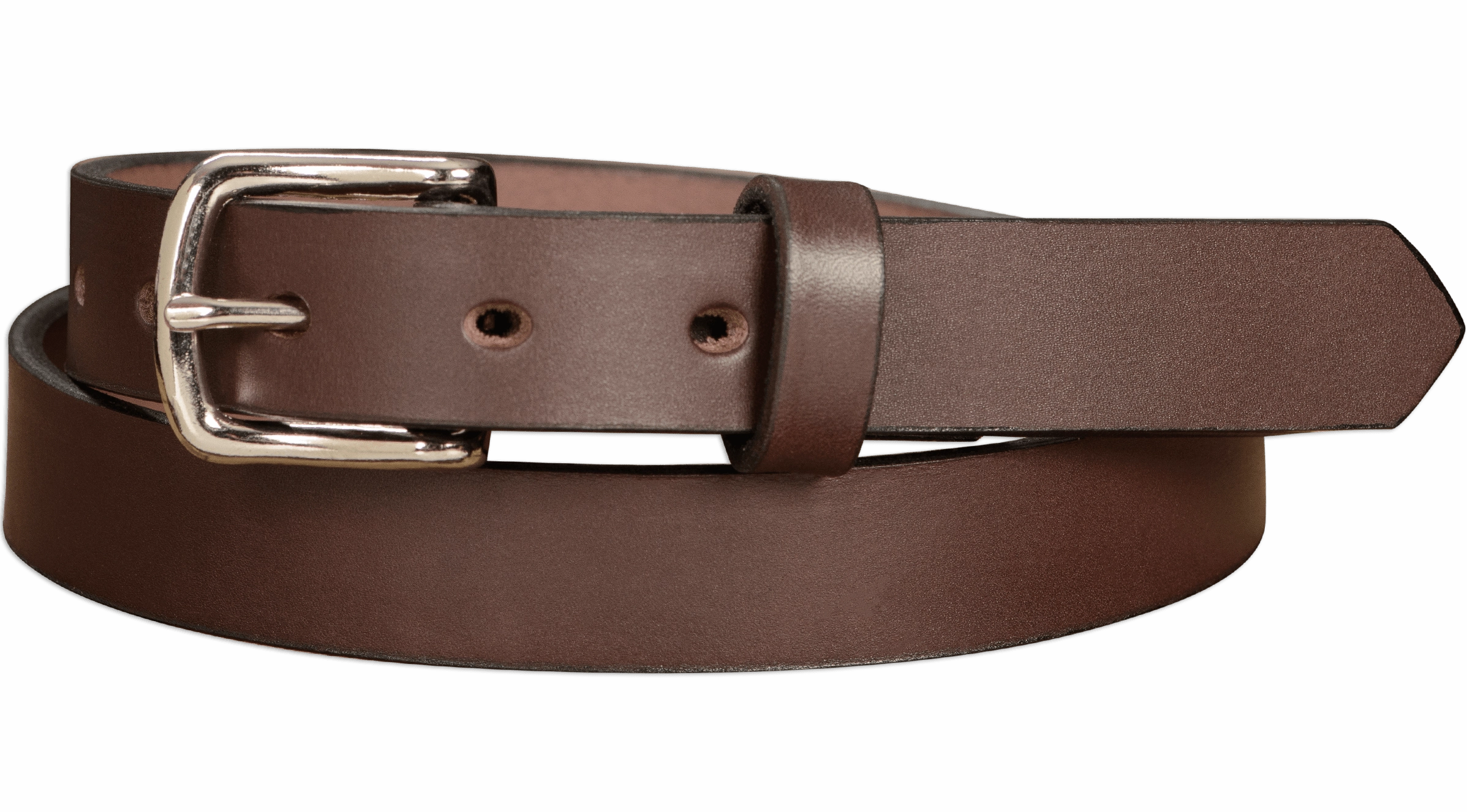 The Colt: Brown Non Stitched Leather Belt Petite Width 1.00"