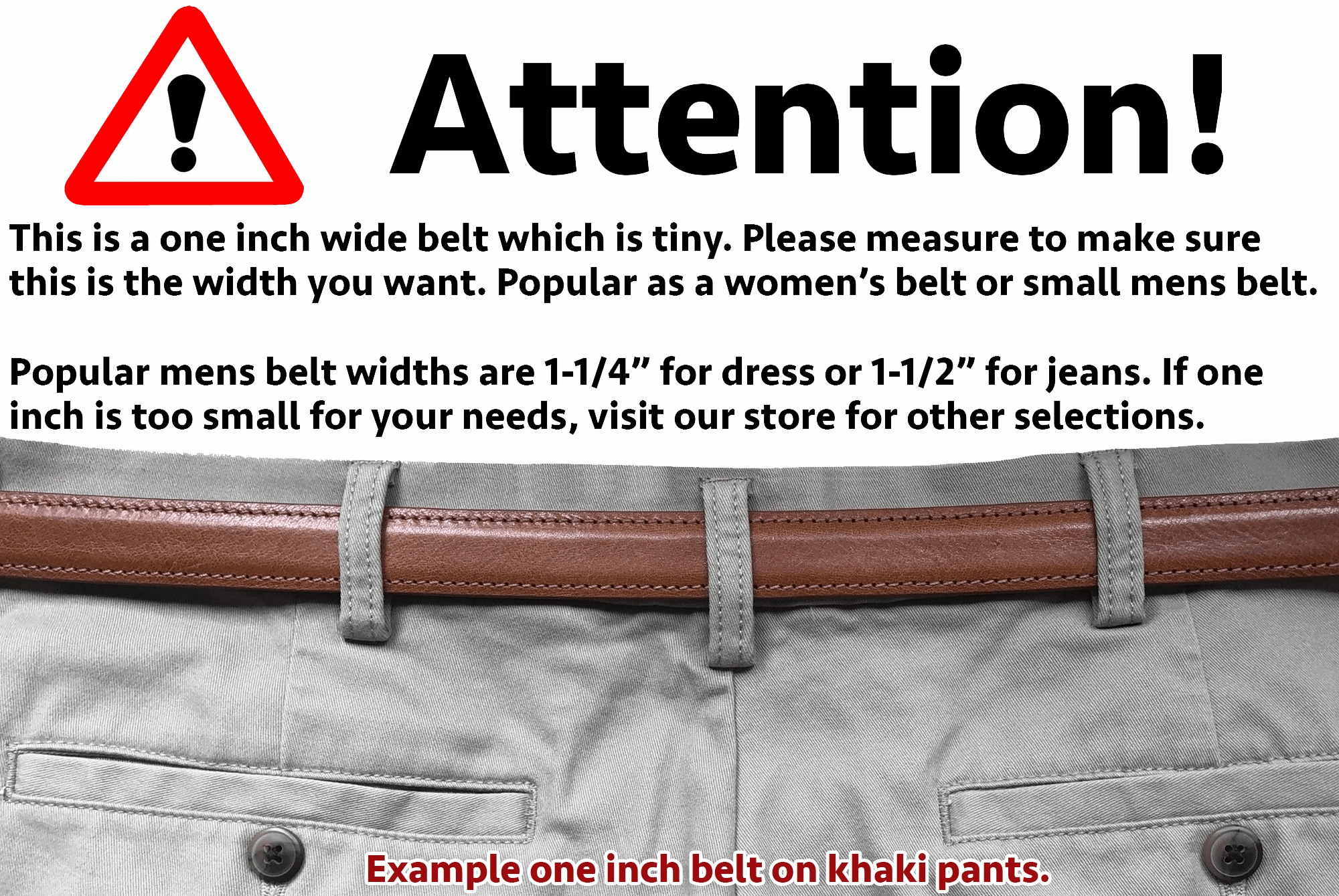 The Colt: Brown Stitched Leather Belt Petite Width 1.00"