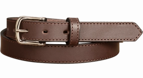 The Colt: Brown Stitched Leather Belt Petite Width 1.00"