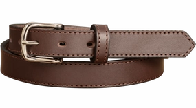 The Colt: Brown Stitched Leather Belt Petite Width 1.00"