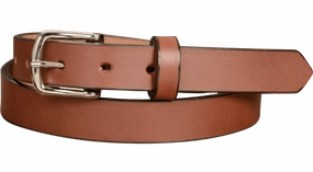 The Colt: Medium Brown Non Stitched Leather Belt Petite Width 1.00"