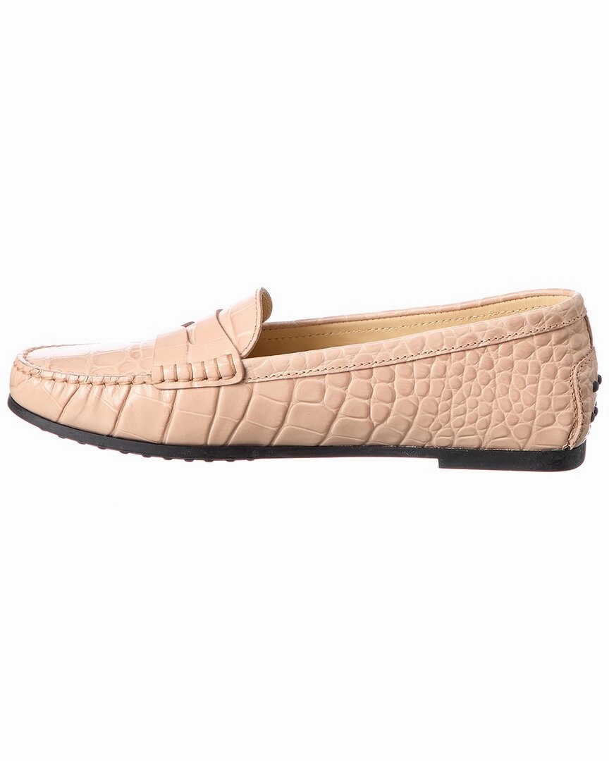 TOD’s Gommino Croc-Embossed Leather Loafer