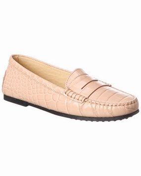 TOD’s Gommino Croc-Embossed Leather Loafer