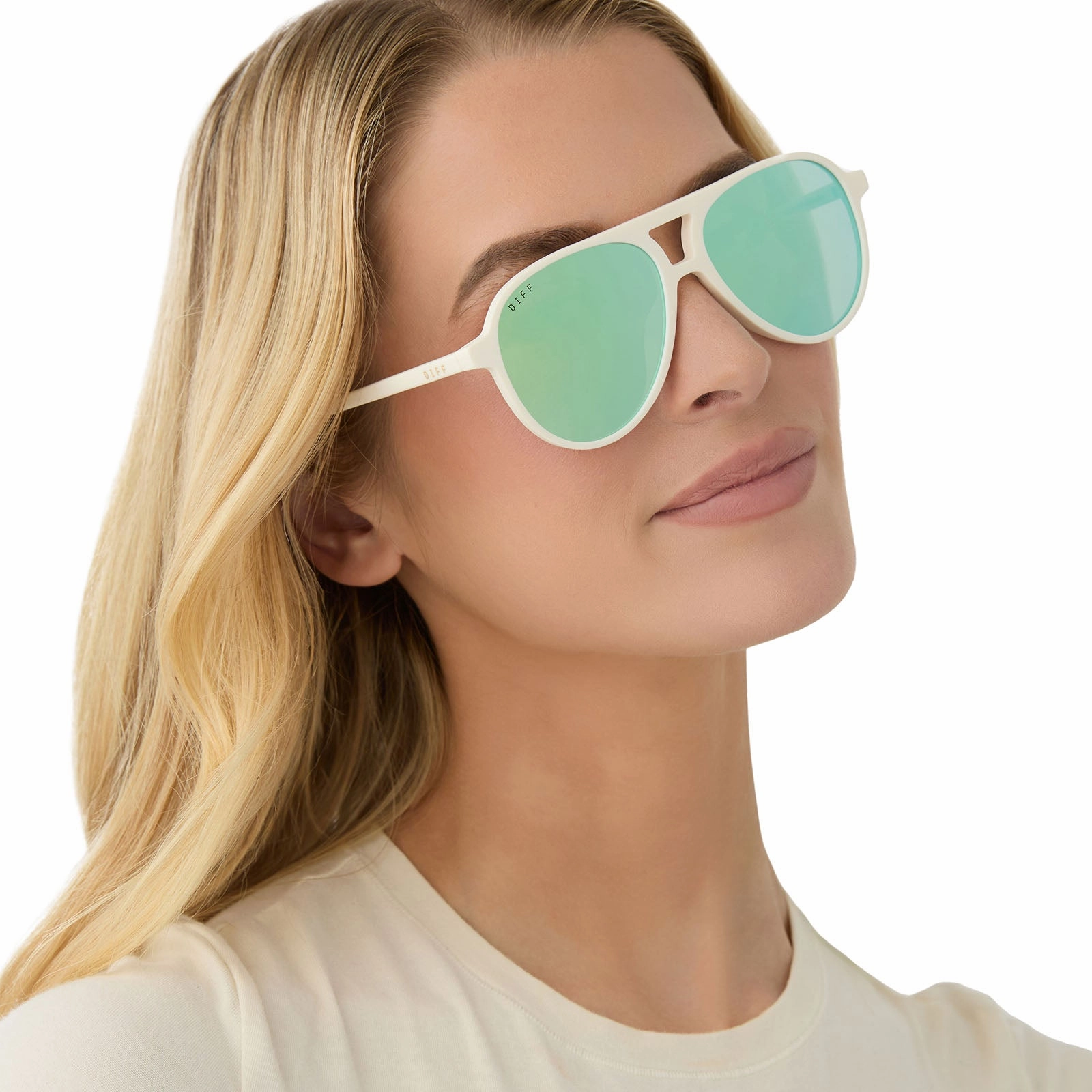 TOSCA II - MATTE WHITE   AQUATIC AWE MIRROR SUNGLASSES