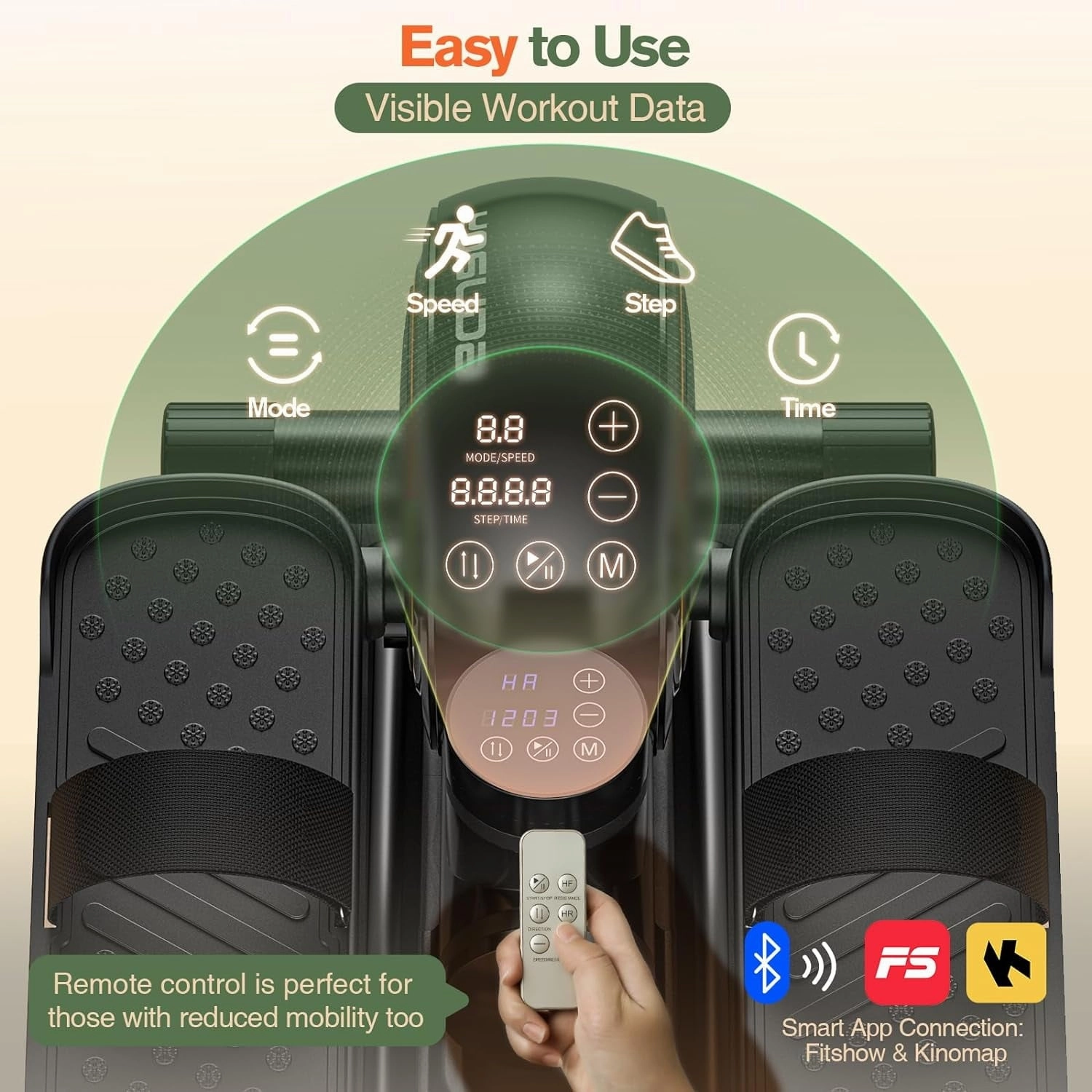UPGO DDXT03 Under Desk Ellipticals Electric Seated Pedal Exerciser for Seniors with Remote Control & Non-Slip Pedals