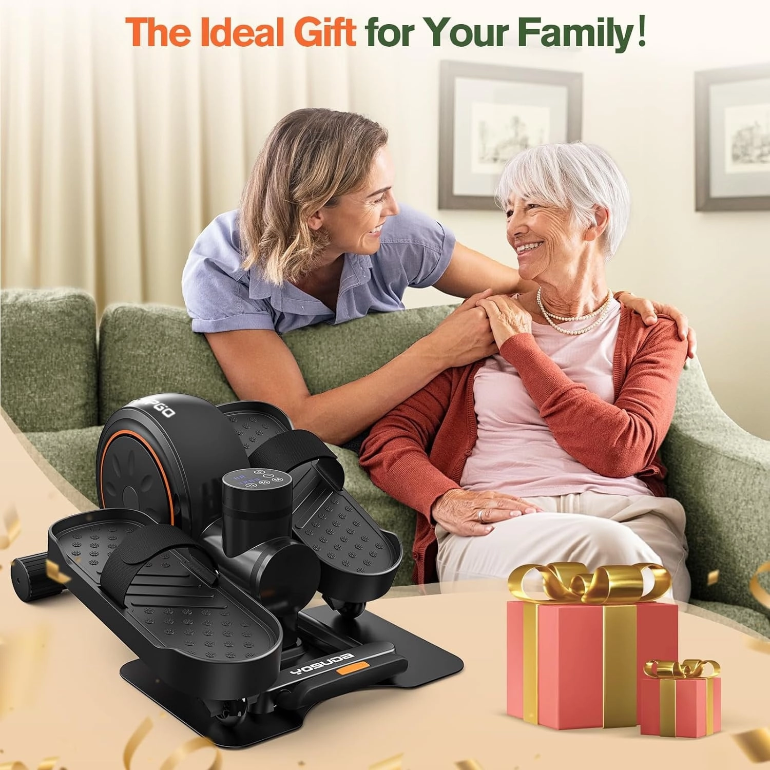 UPGO DDXT03 Under Desk Ellipticals Electric Seated Pedal Exerciser for Seniors with Remote Control & Non-Slip Pedals
