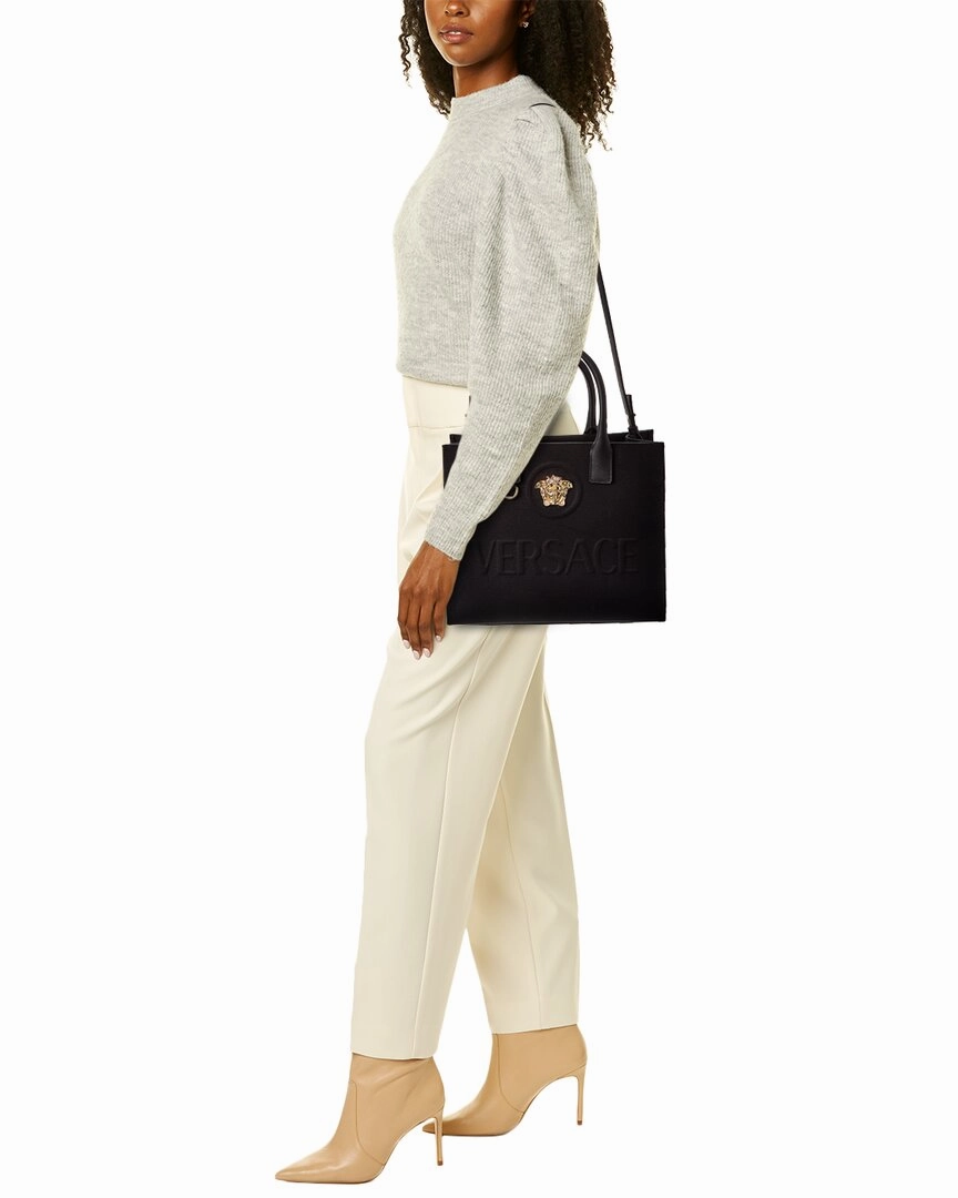 Versace La Medusa Canvas & Leather Tote