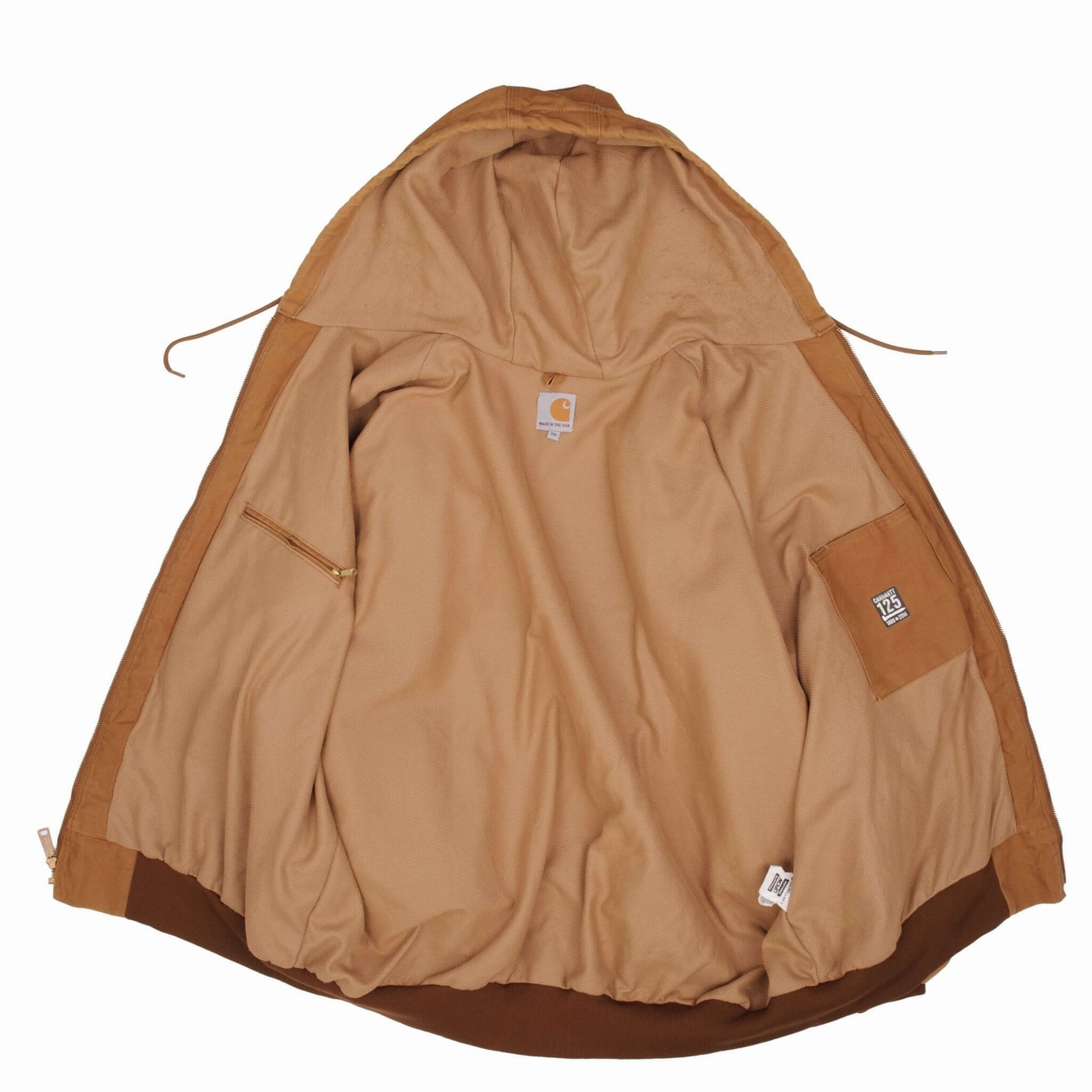 VINTAGE CARHARTT SANDSTONE HOODED ACTIVE JACKET J131BRN SIZE 3XL MADE IN USA